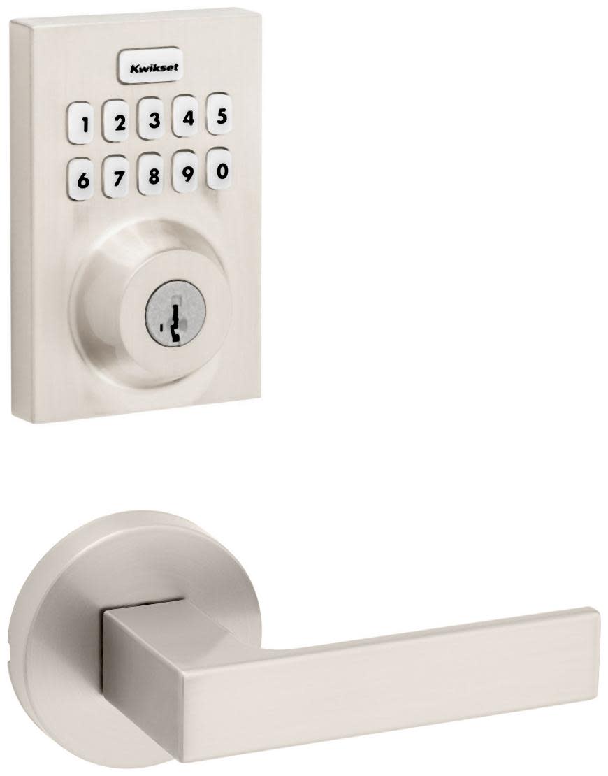 Kwikset 720SALRDT-620CNTZW700-S Singapore Passage Lever Set and Electronic Keyless Entry Deadbolt Combo Pack with SmartKey from the Home Connect