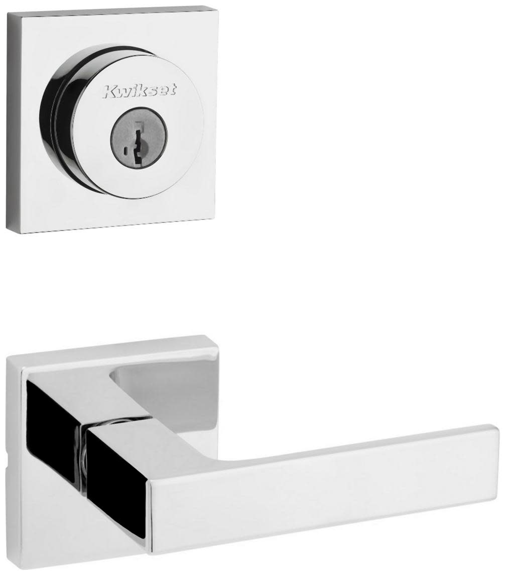 Kwikset 720SALSQT-158SQT-S Singapore Passage Lever Set and Single Cylinder Keyed Entry Deadbolt Combo with SmartKey from the Halifax Collection