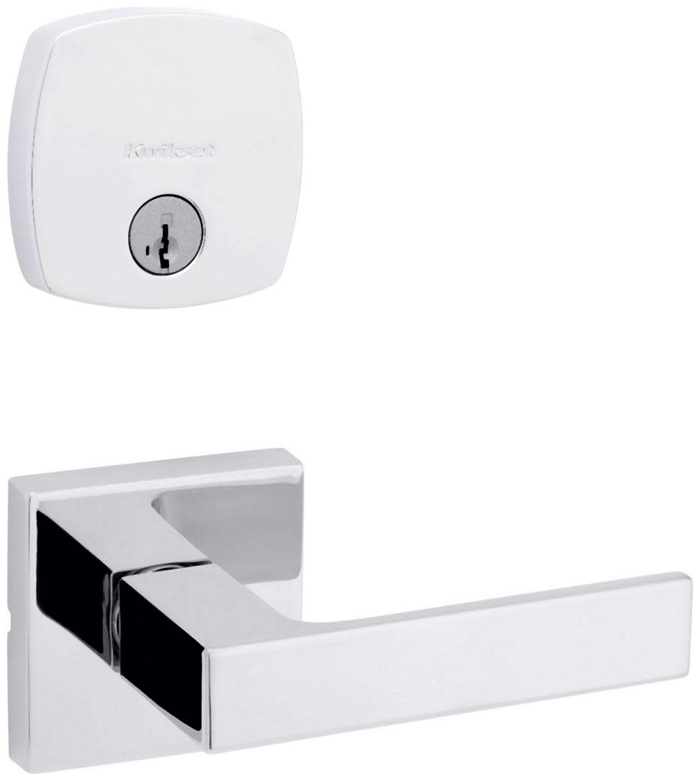 Kwikset 720SALSQT-258MDT-S Singapore Passage Lever Set and Single Cylinder Keyed Entry Deadbolt Combo with SmartKey from the Midtown Collection