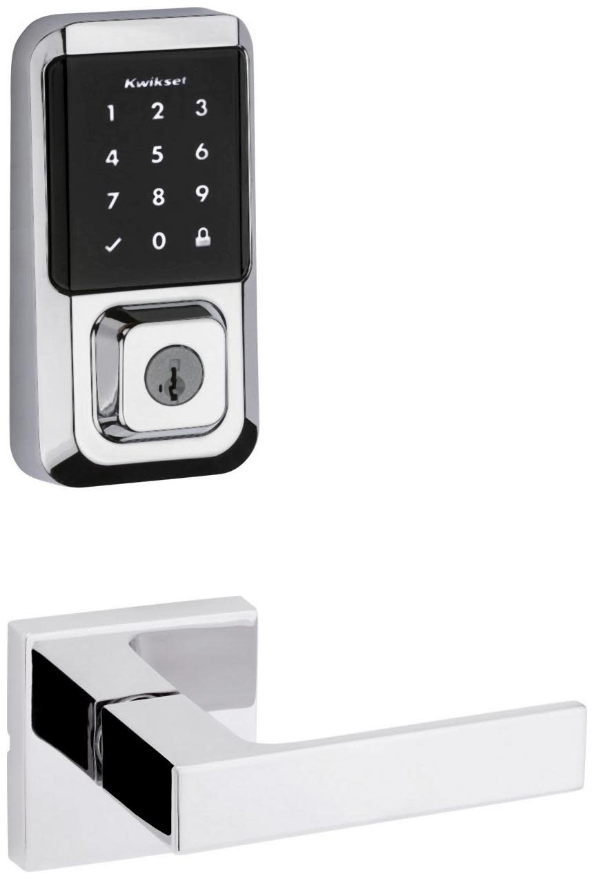 Kwikset 720SALSQT-939WIFITSCR-S Singapore Passage Lever Set and Electronic Keyless Entry Deadbolt Combo Pack with SmartKey from the Halo Collection