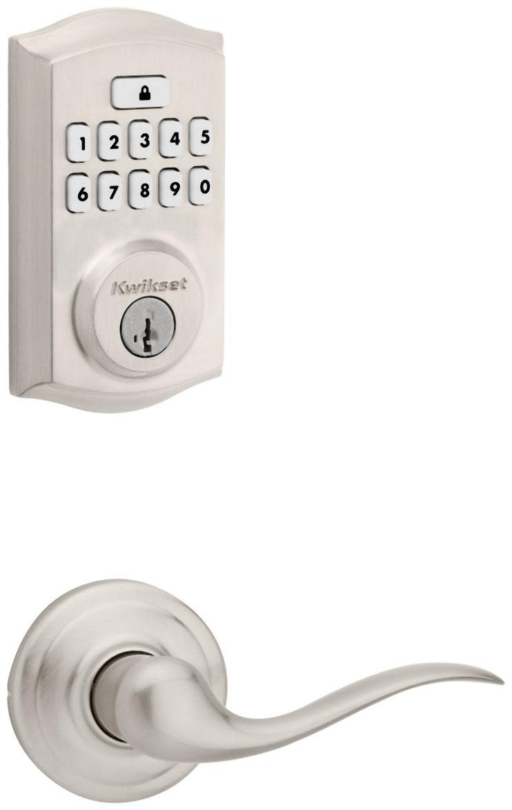 Kwikset 720TNL-9260TRL-S Tustin Passage Lever Set and Electronic Keyless Entry Deadbolt Combo Pack with SmartKey from the SmartCode Deadbolts Touchpad