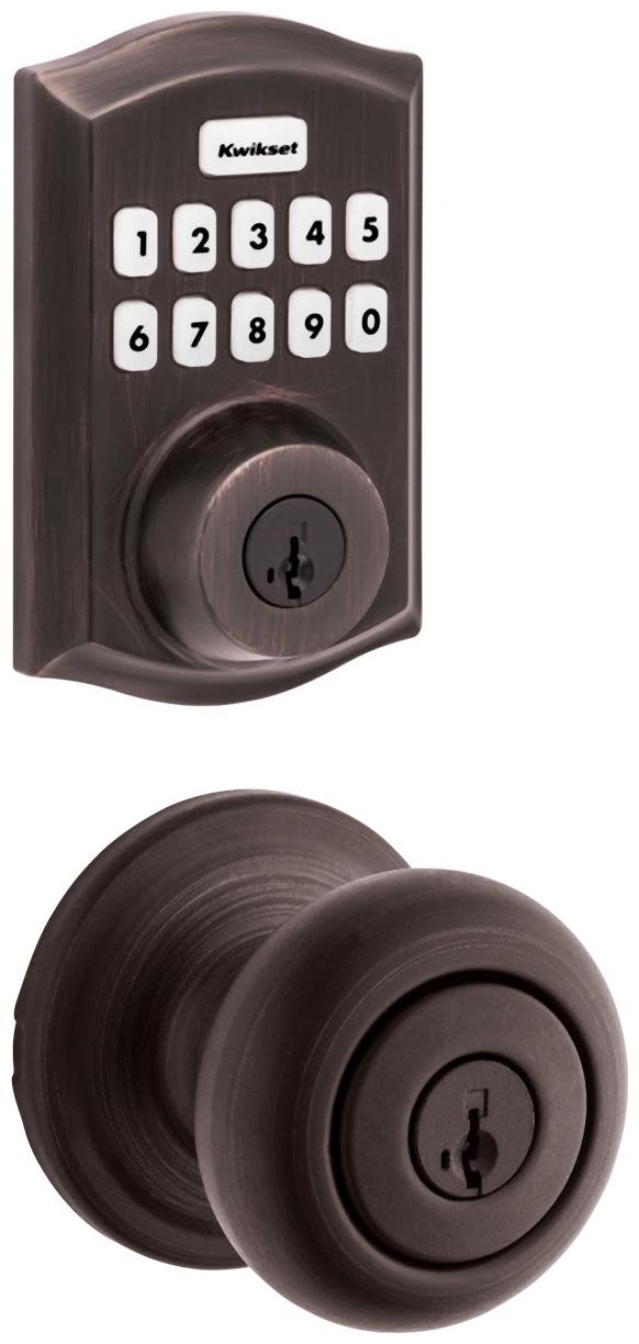 Kwikset 740H-620TRLZW700-S Hancock Single Cylinder Keyed Entry Knob Set and Electronic Keyless Entry Deadbolt Combo Pack with SmartKey from the Home