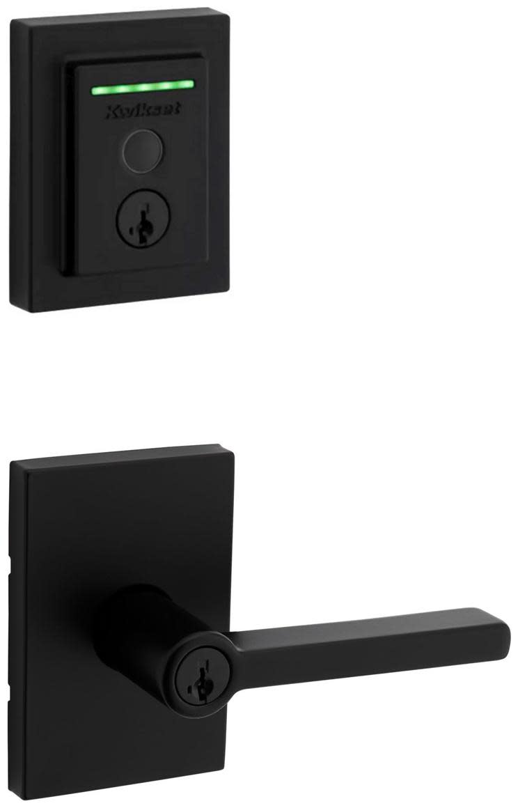 Kwikset 740HFLRCT-959CNTFPRT-S Halifax Single Cylinder Keyed Entry Lever Set and Electronic Keyless Entry Deadbolt Combo Pack with SmartKey from the