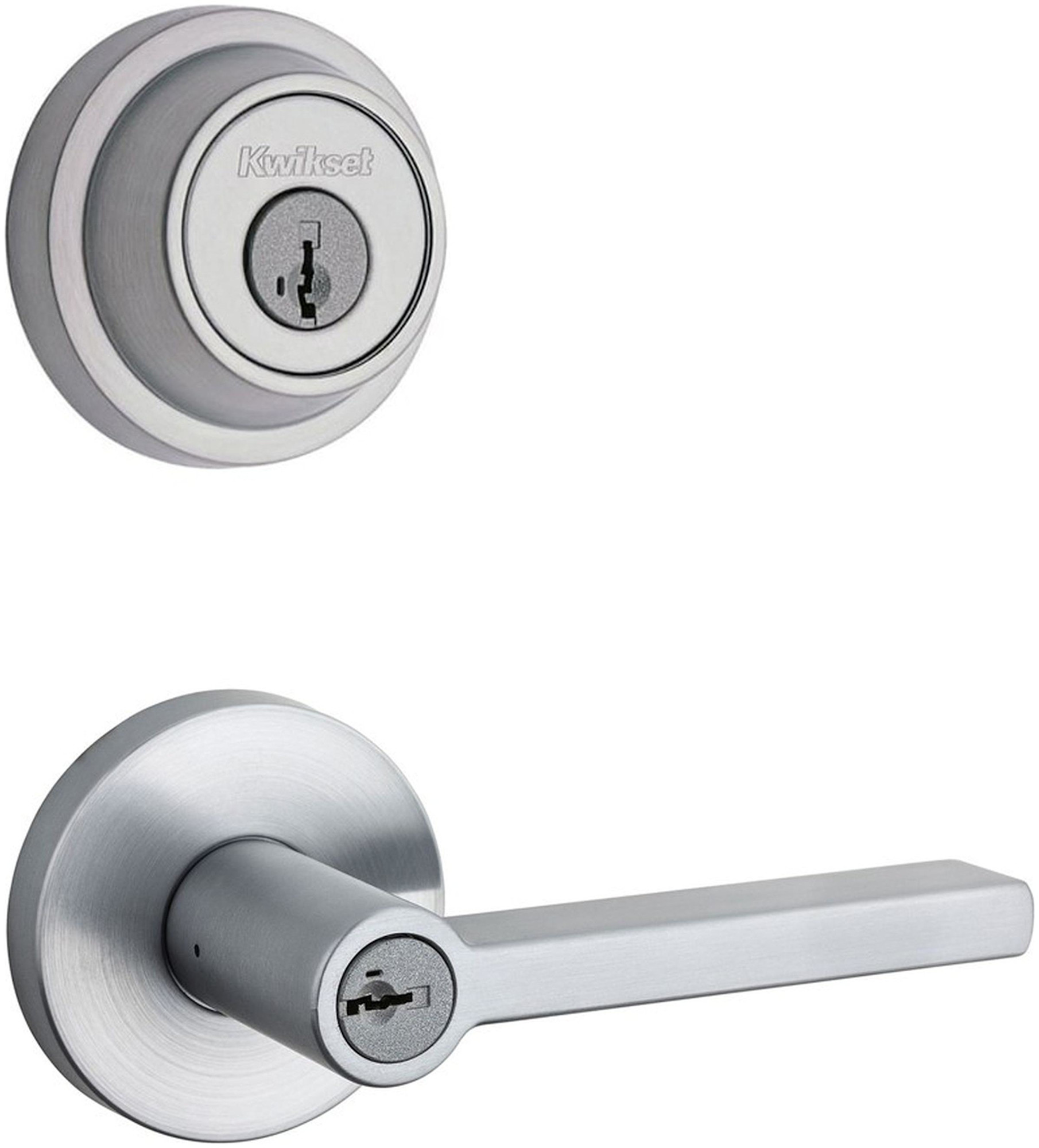 Kwikset 156HFLRDT-660CRR-S Halifax (Round Rosette) Lever and 660 Deadbolt Combo Pack with SmartKey Satin Chrome Door Hardware Door Lever Combo Packs