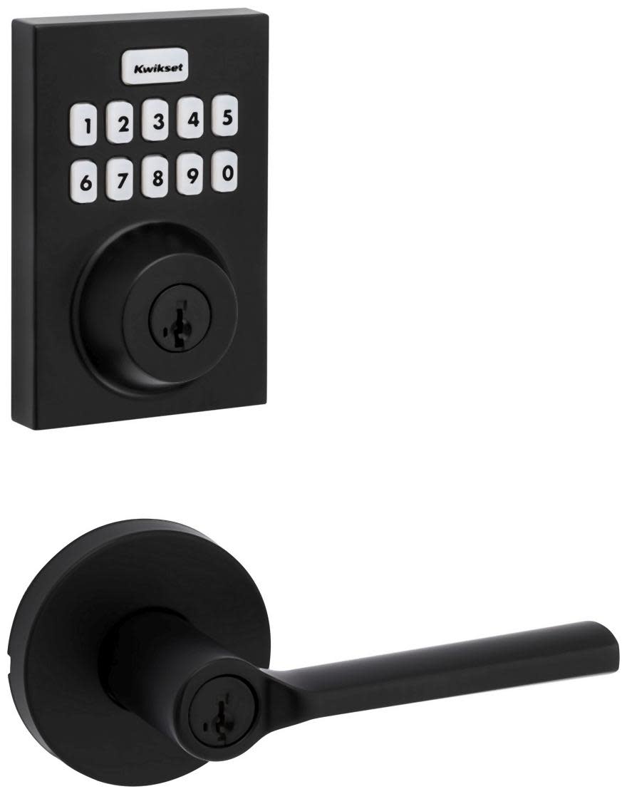 Kwikset 740LSLRDT-620CNTZW700-S Lisbon Single Cylinder Keyed Entry Lever Set and Electronic Keyless Entry Deadbolt Combo Pack with SmartKey from the