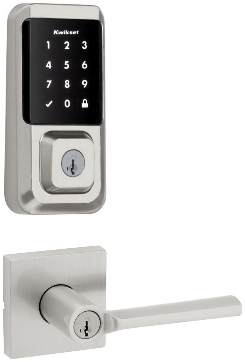 Kwikset 740LSLSQT-939WIFITSCR-S Lisbon Single Cylinder Keyed Entry Lever Set and Electronic Keyless Entry Deadbolt Combo Pack with SmartKey from the