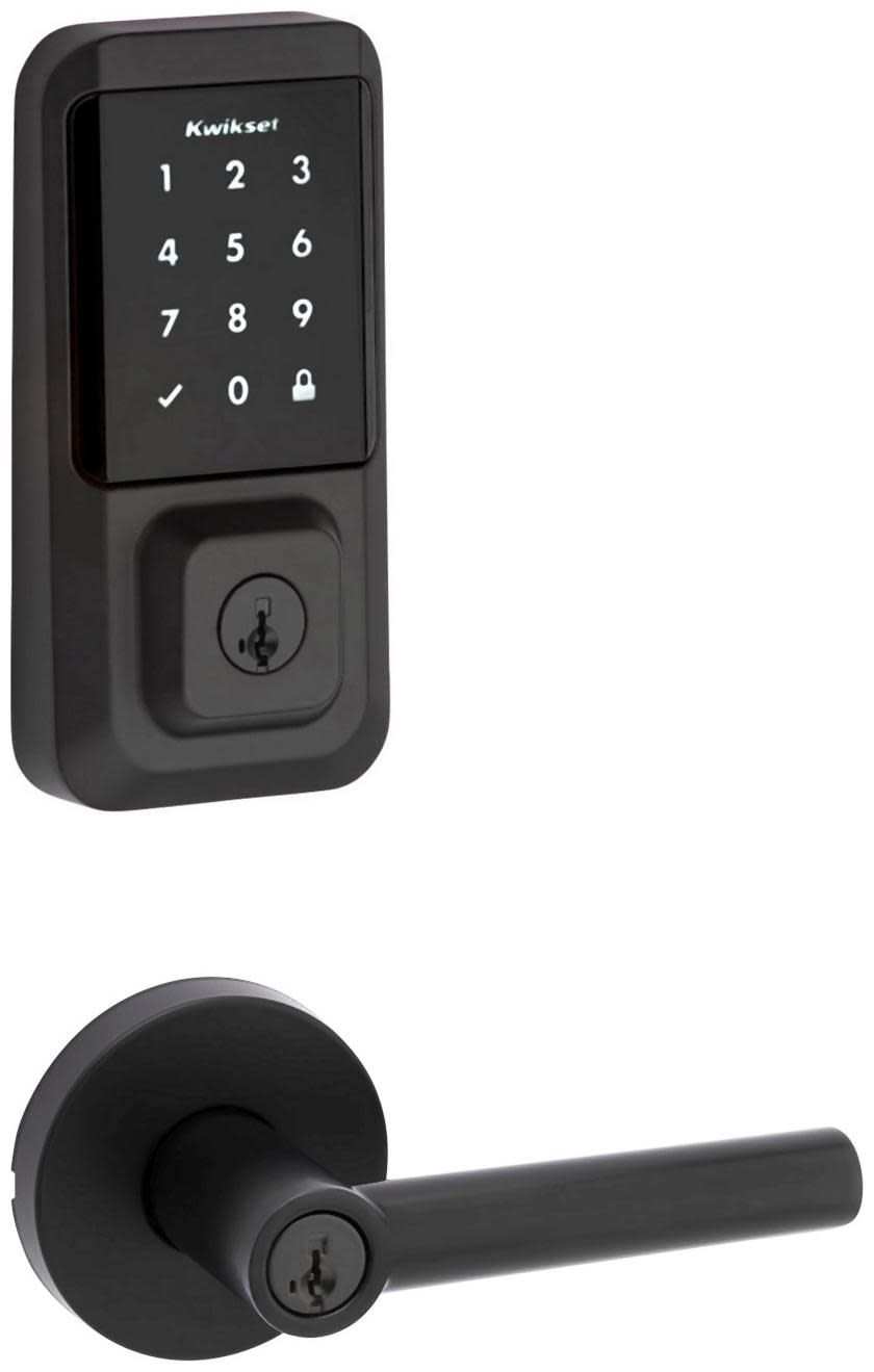 Kwikset 740MILRDT-939WIFITSCR-S Milan Single Cylinder Keyed Entry Lever Set and Electronic Keyless Entry Deadbolt Combo Pack with SmartKey from the