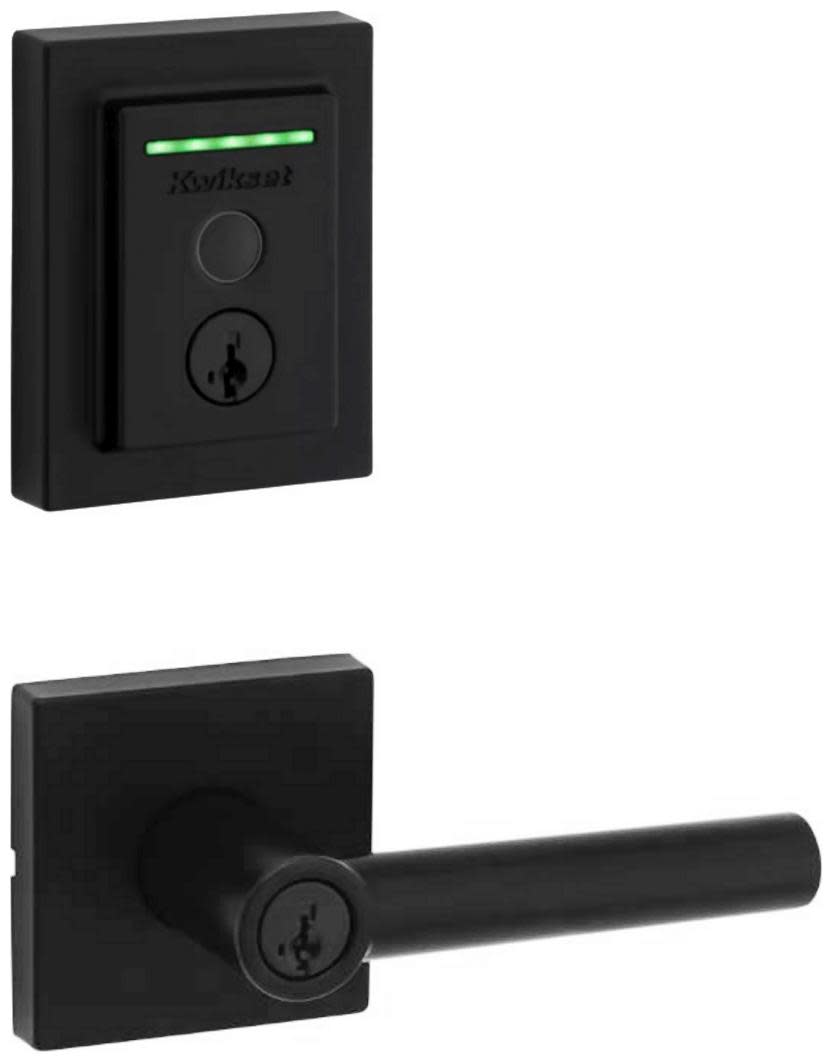 Kwikset 740MILSQT-959CNTFPRT-S Milan Single Cylinder Keyed Entry Lever Set and Electronic Keyless Entry Deadbolt Combo Pack with SmartKey from the