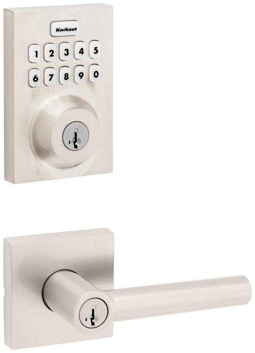 Kwikset 740MILSQT-620CNTZW700-S Milan Single Cylinder Keyed Entry Lever Set and Electronic Keyless Entry Deadbolt Combo Pack with SmartKey from the