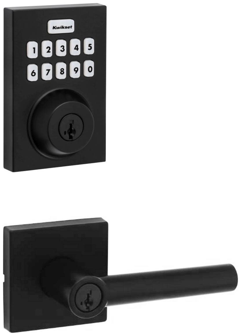 Kwikset 740MILSQT-620CNTZW700-S Milan Single Cylinder Keyed Entry Lever Set and Electronic Keyless Entry Deadbolt Combo Pack with SmartKey from the