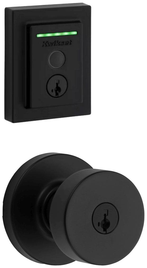 Kwikset 740PSKRDT-959CNTFPRT-S Pismo Single Cylinder Keyed Entry Knob Set and Electronic Keyless Entry Deadbolt Combo Pack with SmartKey from the Halo