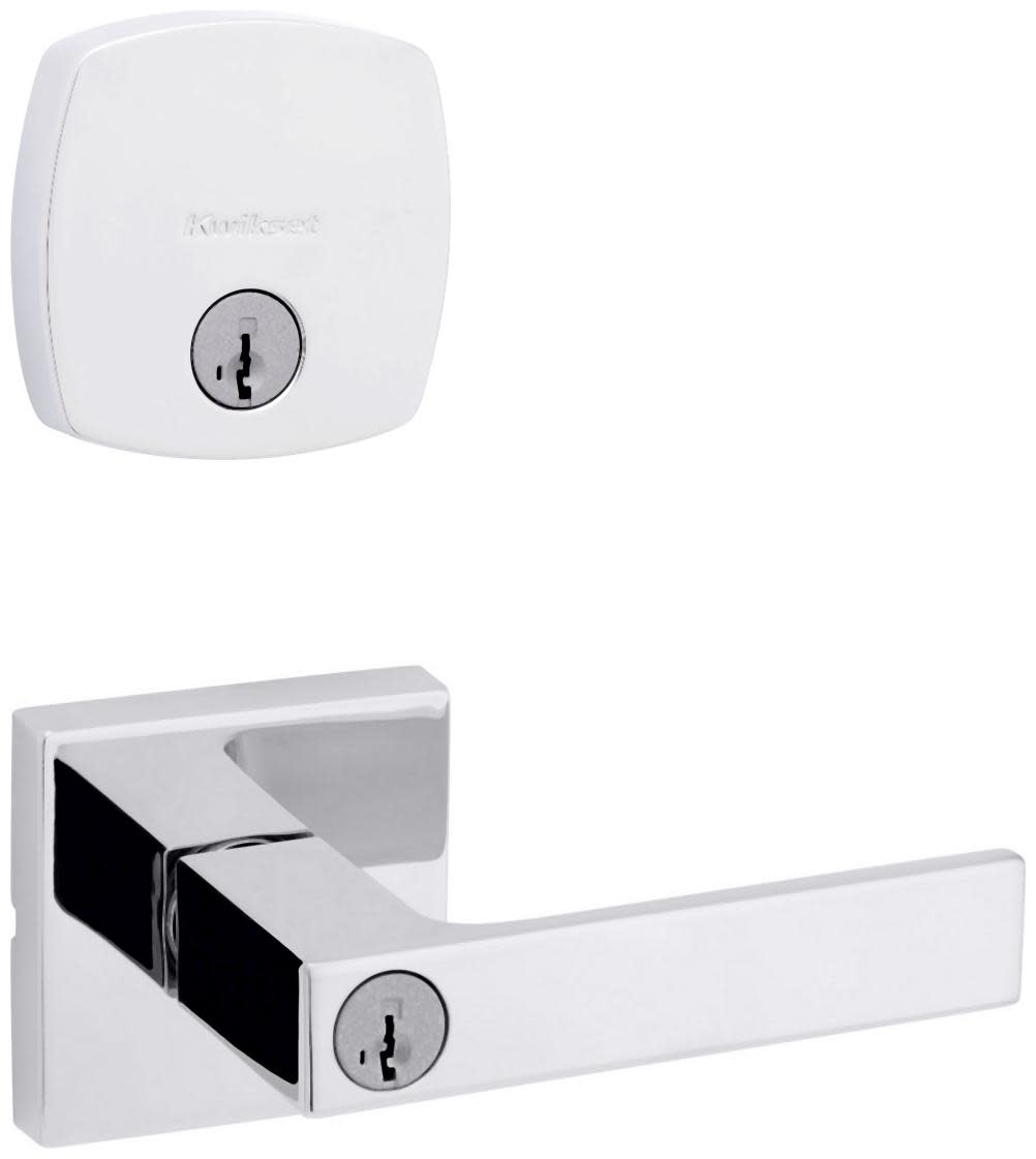 Kwikset 740SALSQT-258MDT-S Singapore Single Cylinder Keyed Entry Lever Set and Deadbolt Combo with SmartKey from the Midtown Collection Polished