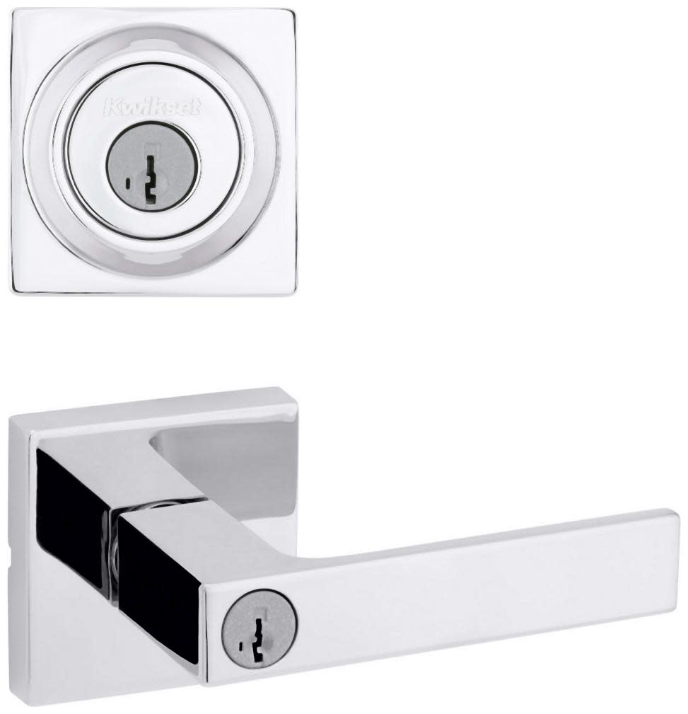 Kwikset 740SALSQT-660SQT-S Singapore Single Cylinder Keyed Entry Lever Set and Deadbolt Combo with SmartKey from the Signature Series Polished Chrome