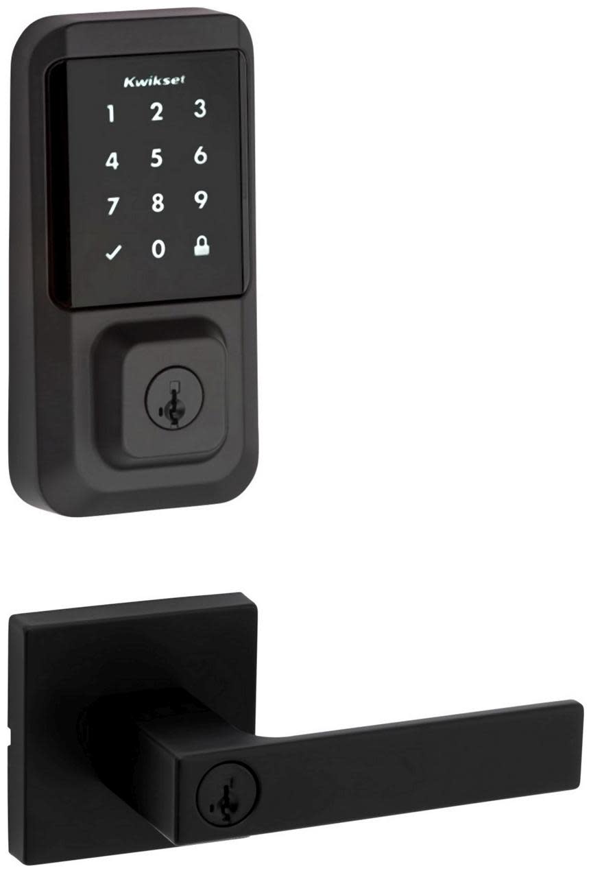 Kwikset 740SALSQT-939WIFITSCR-S Singapore Single Cylinder Keyed Entry Lever Set and Electronic Keyless Entry Deadbolt Combo Pack with SmartKey from