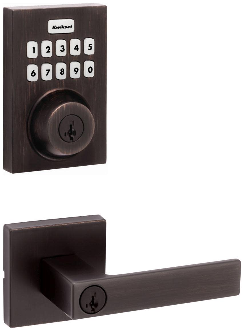 Kwikset 740SALSQT-620CNTZW700-S Singapore Single Cylinder Keyed Entry Lever Set and Electronic Keyless Entry Deadbolt Combo Pack with SmartKey from