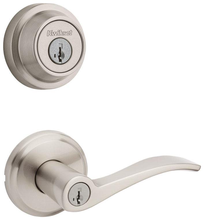 Kwikset 740SEL-660CRR-S Sedona Single Cylinder Keyed Entry Lever Set and 660 Series Deadbolt Combo Pack with SmartKey Satin Nickel Door Hardware Door