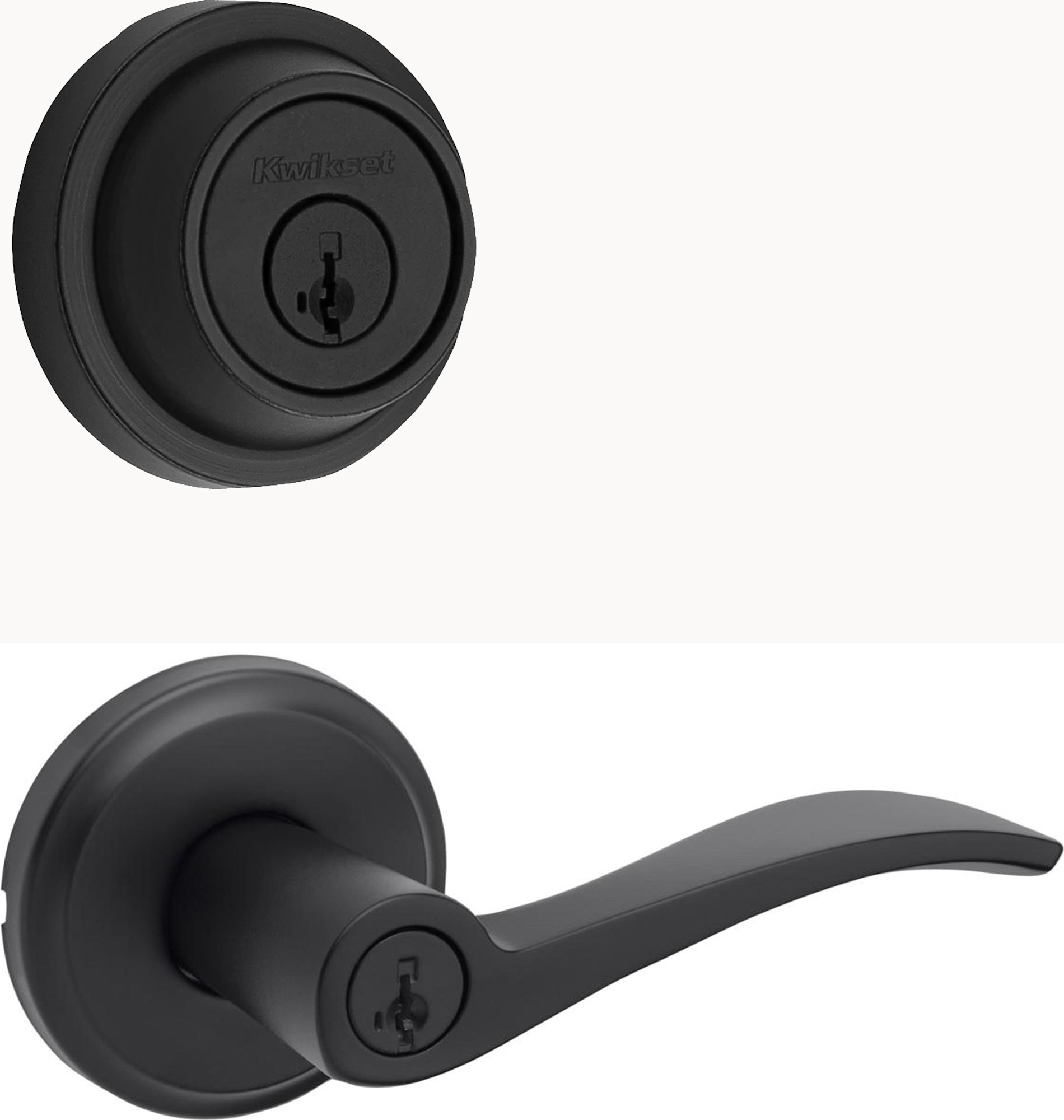 Kwikset 740SEL-660CRR-S Sedona Single Cylinder Keyed Entry Lever Set and 660 Series Deadbolt Combo Pack with SmartKey Matte Black Door Hardware Door
