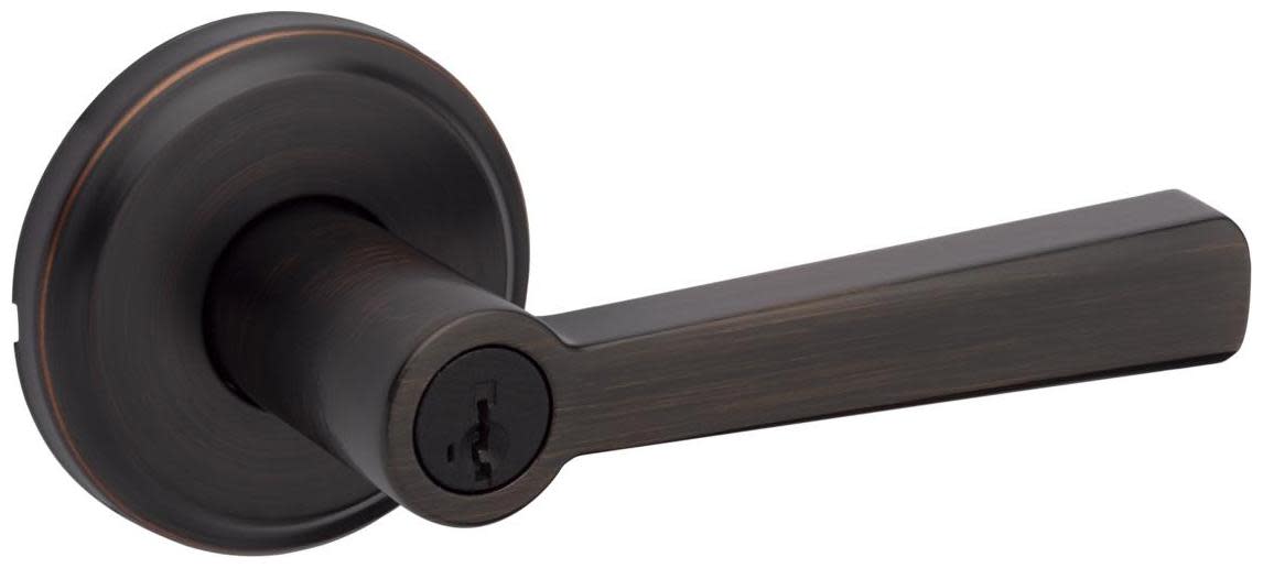 Photos - Door Handle Kwikset 740TDL-S Trafford Single Cylinder Keyed Entry Door Lever Set with Round Rose and SmartKey Venetian Bronze Door Hardw