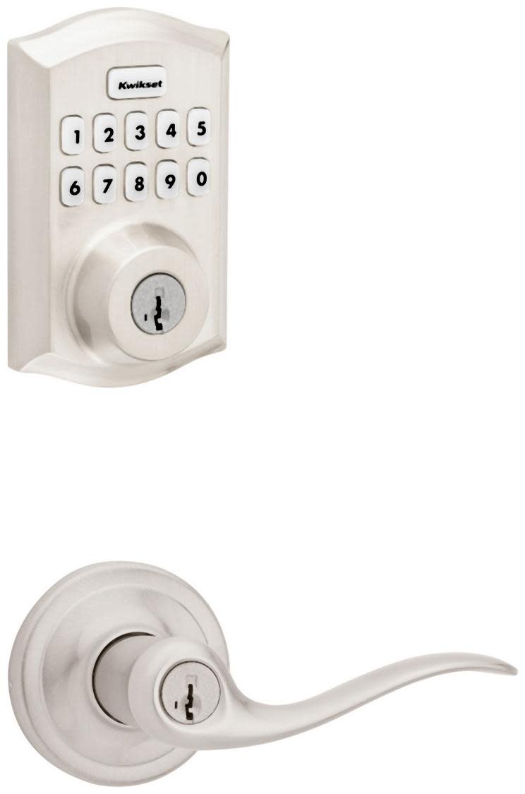 Kwikset 740TNL-620TRLZW700-S Tustin Single Cylinder Keyed Entry Lever Set and Electronic Keyless Entry Deadbolt Combo Pack with SmartKey from the Home