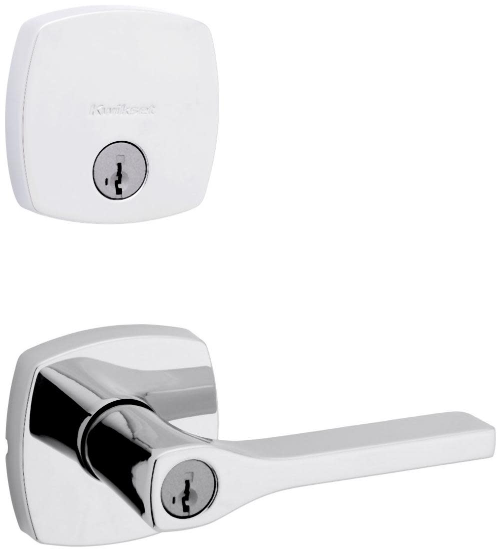 Kwikset 740TPLMDT-258MDT-S Tripoli Single Cylinder Keyed Entry Lever Set and Deadbolt Combo with SmartKey from the Midtown Collection Polished Chrome