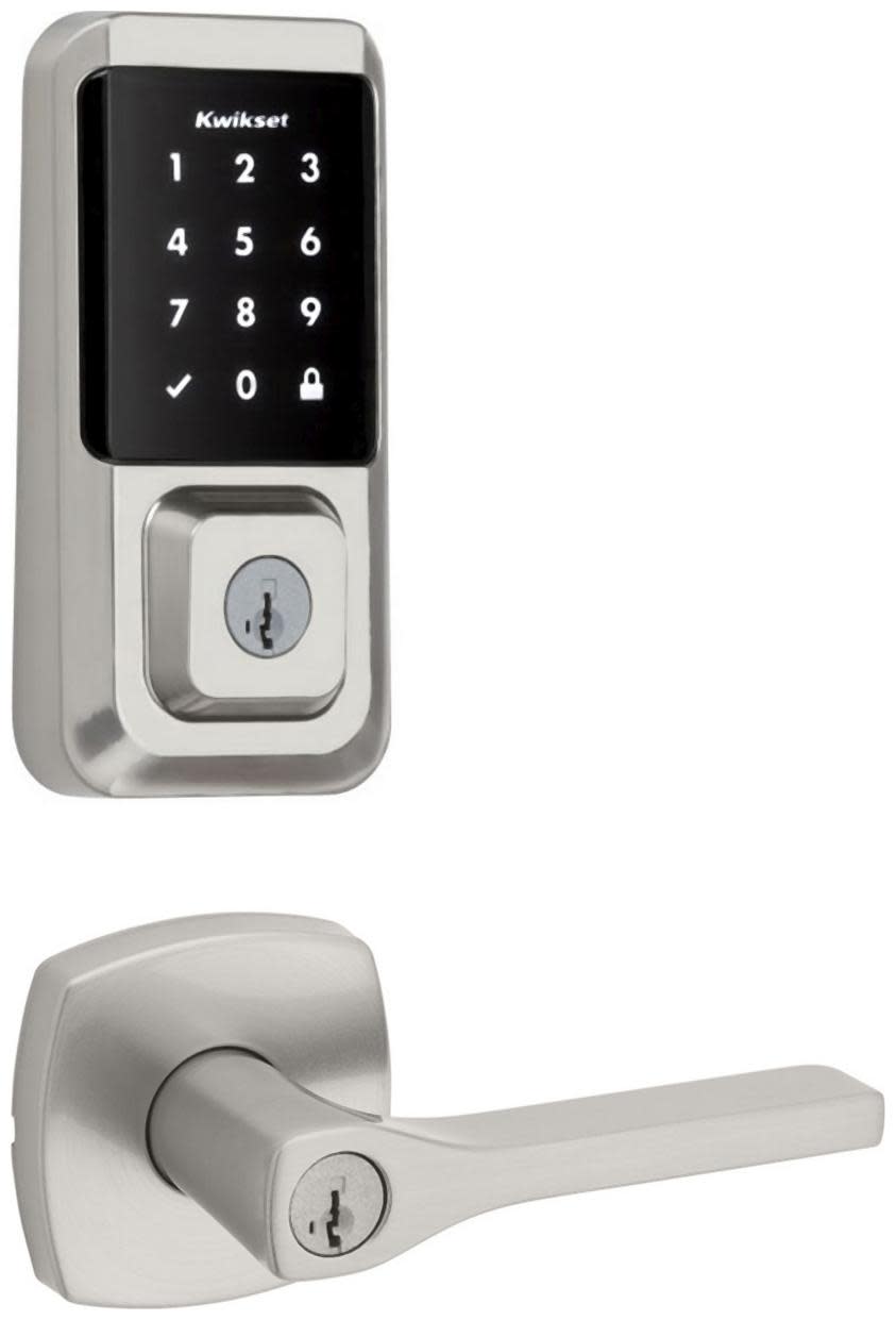 Kwikset 740TPLMDT-939WIFITSCR-S Tripoli Single Cylinder Keyed Entry Lever Set and Electronic Keyless Entry Deadbolt Combo Pack with SmartKey from the
