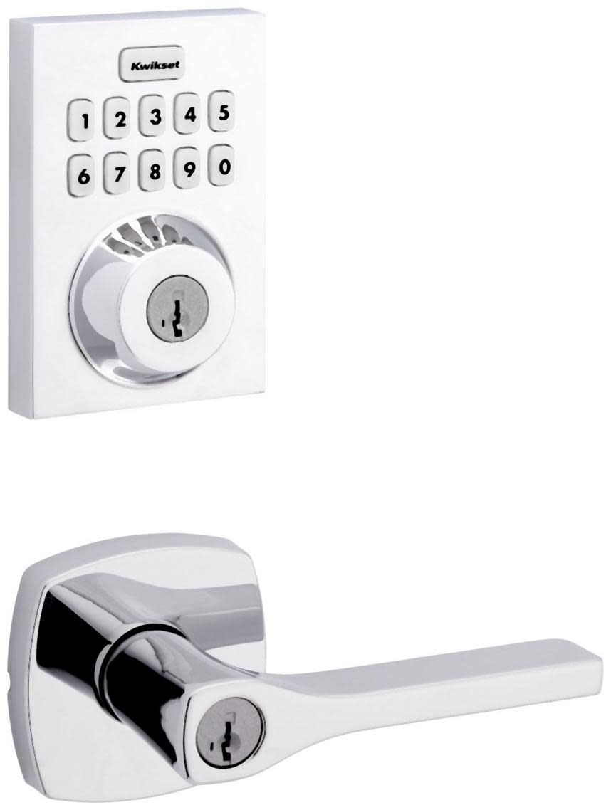 Kwikset 740TPLMDT-620CNTZW700-S Tripoli Single Cylinder Keyed Entry Lever Set and Electronic Keyless Entry Deadbolt Combo Pack with SmartKey from the