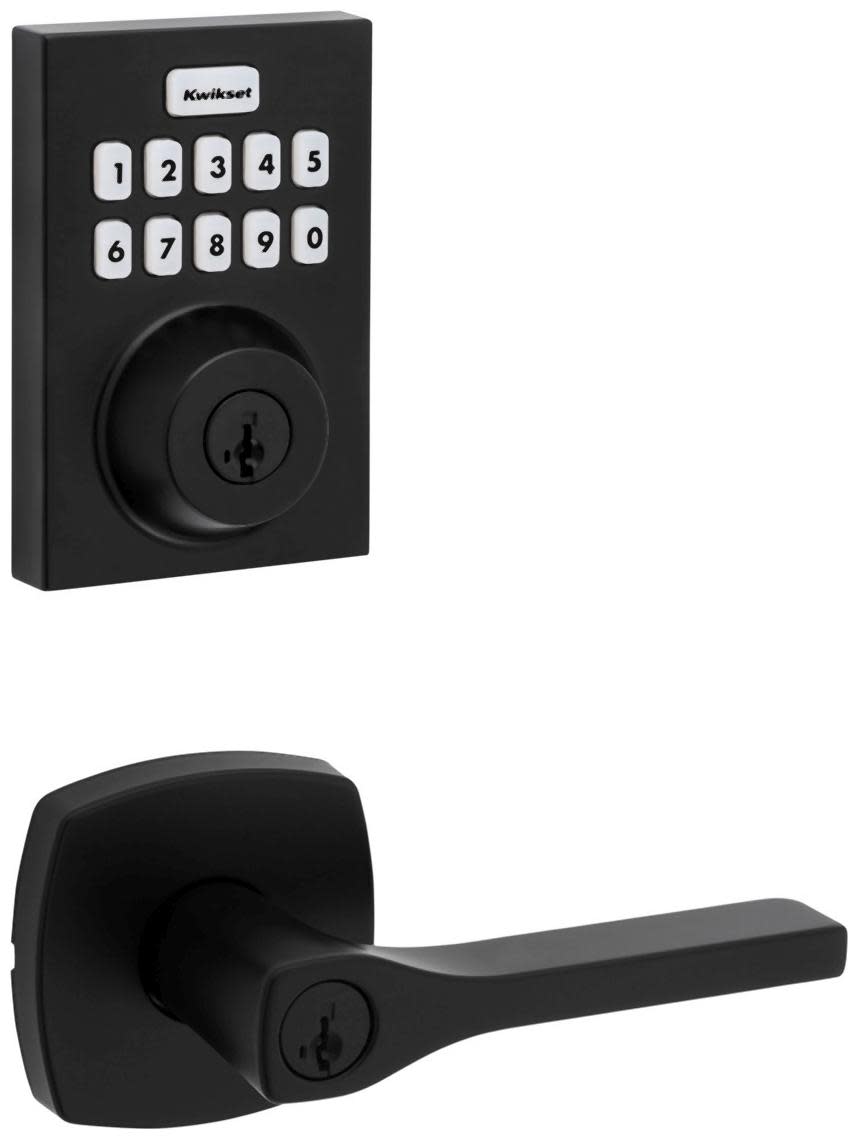 Kwikset 740TPLMDT-620CNTZW700-S Tripoli Single Cylinder Keyed Entry Lever Set and Electronic Keyless Entry Deadbolt Combo Pack with SmartKey from the