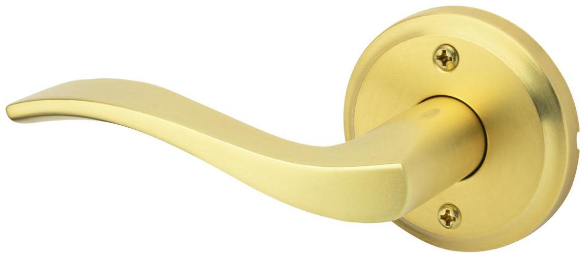 Photos - Door Handle Sedona Kwikset 788SELLH Left Handed Non-Turning One-Sided Dummy Door Lever with Round Rose Satin Brass Door Hardware Door Le