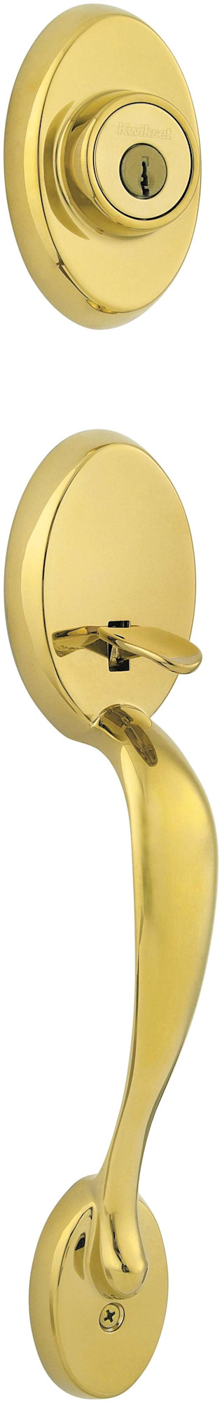 Kwikset 800CELIP-S.STRKP Chelsea Sectional Single Cylinder Keyed Entry Exterior Pack Handleset with SmartKey Lifetime Polished Brass Door Hardware