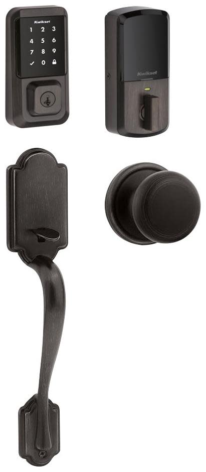 Kwikset 815ANH-939WIFITSCR-S 939 Halo Electronic Touchscreen WiFi Enabled Deadbolt with Arlington Handleset and Hancock Interior Knob Combo Pack with
