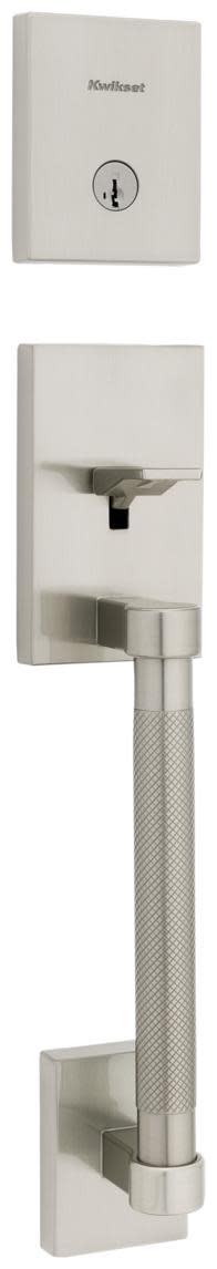 Kwikset 818PVHLIP-S.STRKP Prava Sectional Single Cylinder Keyed Entry Exterior Pack Handleset with SmartKey Satin Nickel Door Hardware Handlesets