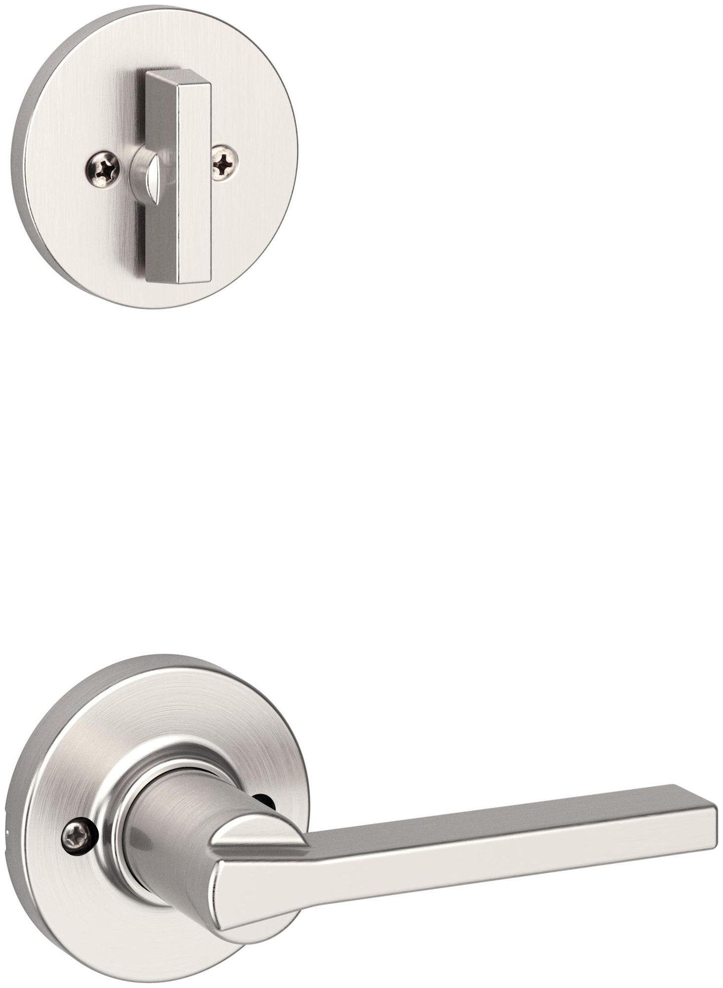 Photos - Door Handle Kwikset 966CSLRDT.UNIV Casey Lever Single Cylinder Interior Pack with Round Rose for Handlesets Satin Nickel Door Hardware H
