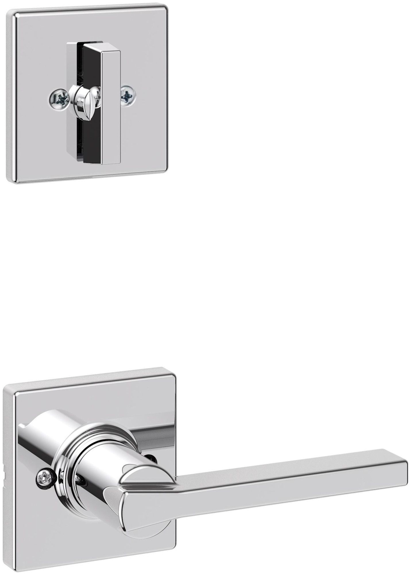 Photos - Door Handle Kwikset 966CSLSQT.UNIV Casey Lever Single Cylinder Interior Pack with Square Rose for Handlesets Polished Chrome Door Hardwa
