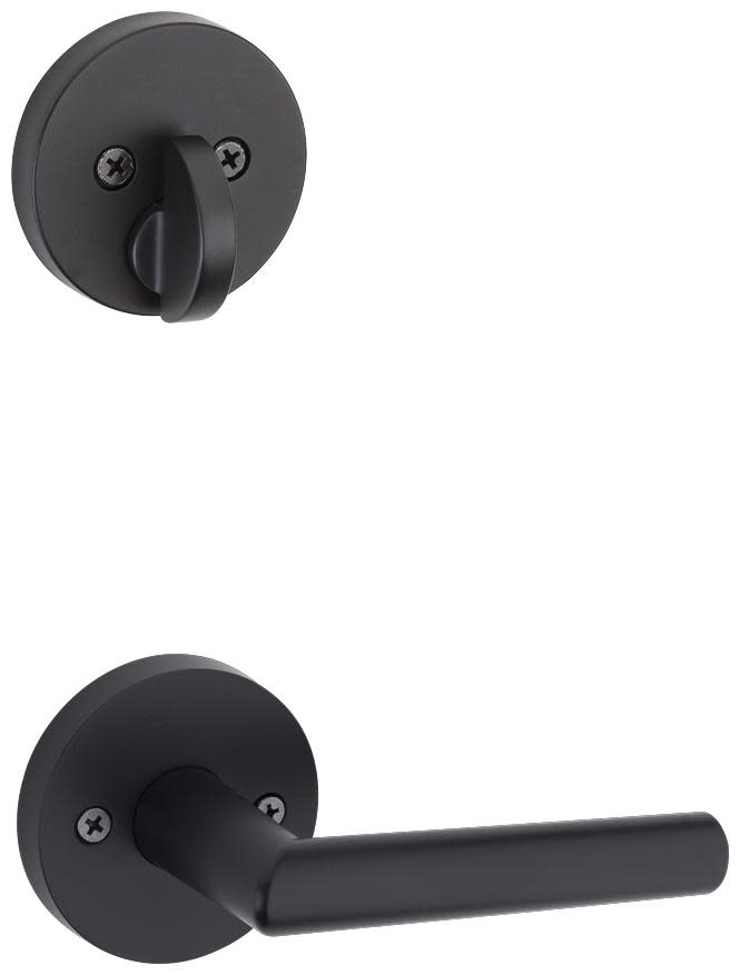 Photos - Door Handle MILAN Kwikset 971MILRDTV1  Lever Single Cylinder Interior Pack with Round Rose for Handlesets Matte Black Door Hardware Handl 