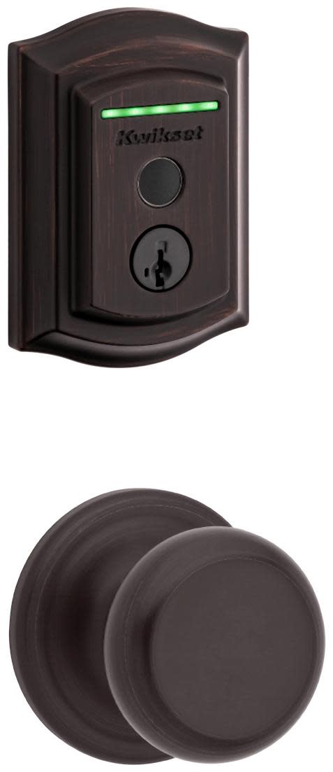 Kwikset CP720J-959TRLFPRT-S Juno Passage Knob Set and Electronic Keyless Entry Deadbolt Combo Pack with SmartKey from the Halo Collection Venetian