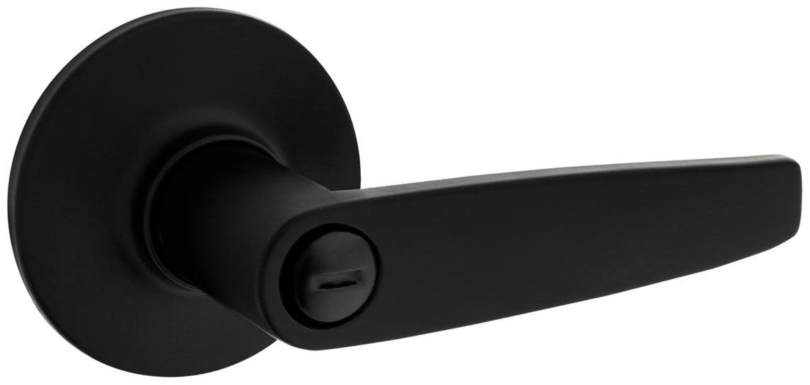 Photos - Door Handle Round Kwikset SL4000WI Winston Privacy Door Lever Set with  Rose from the Safe Lock Collection Matte Black Door Hardware Door 