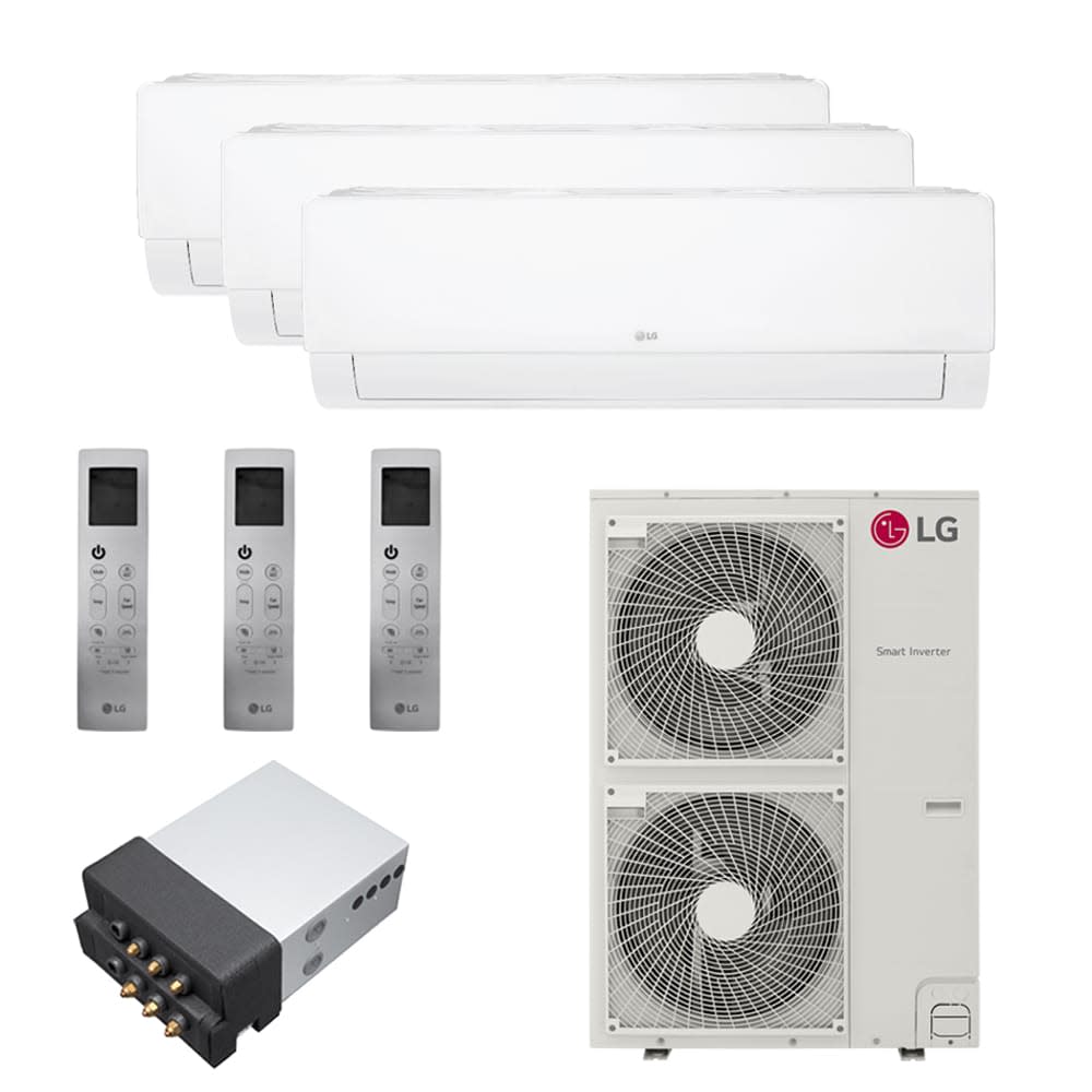 LG KUMXB541A KNUAB181A 2-KNMAB241A 50.5K BTU Cooling / 58K BTU Heating 20.6 SEER2 Three Zone Wall Mount Mini Split System with (1) 18K and (2) 24K BTU