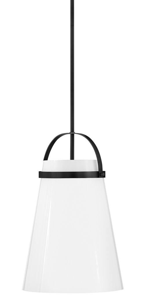 Photos - Chandelier / Lamp Lark 83053 Tori 1 Light 12" Wide Pendant / Ceiling Fixture with Opal Glass Black Indoor Lighting Pendants 83053BK 