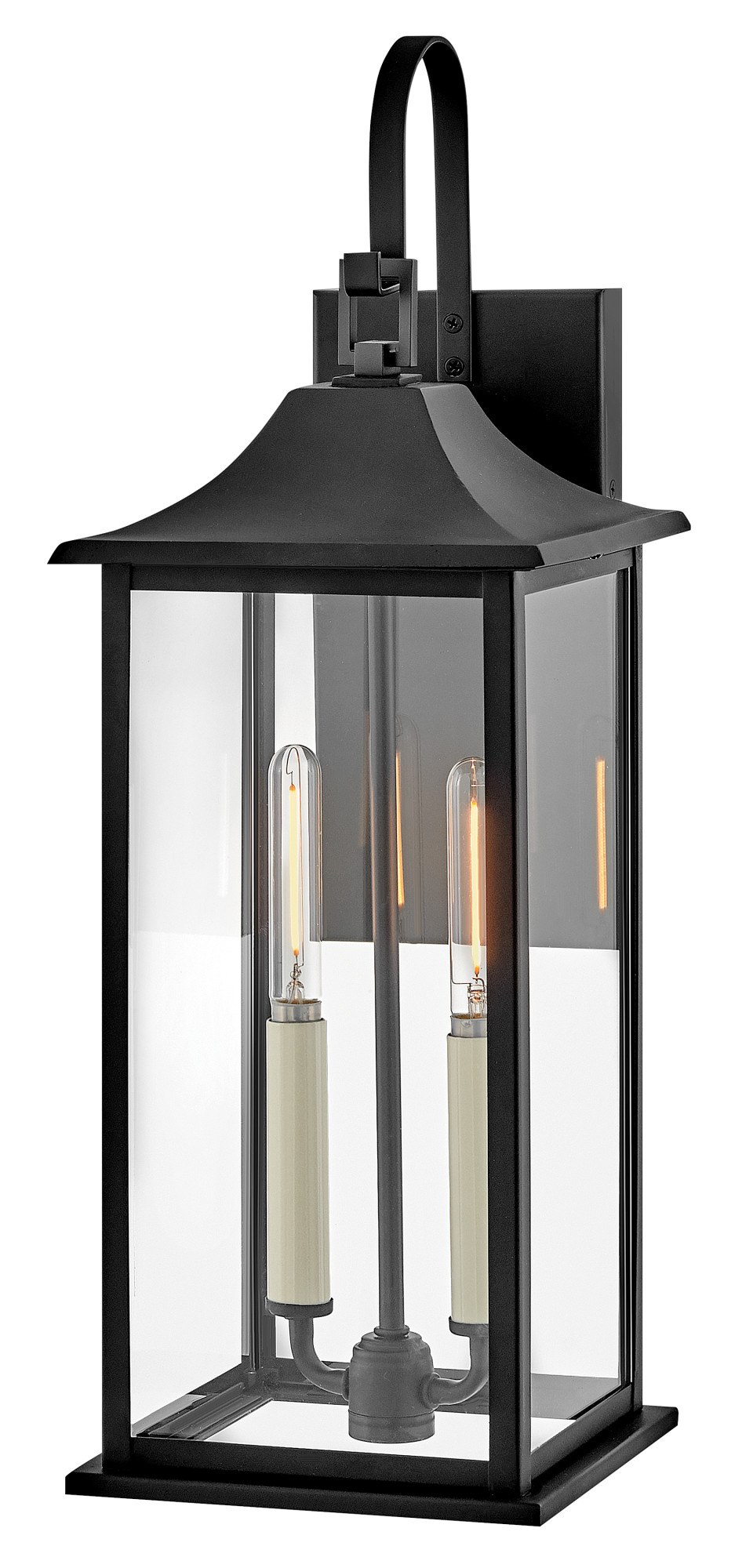 Photos - Floodlight / Street Light Lark 81594 Nolan 2 Light 22" Tall Outdoor Wall Sconce with Clear Glass Shade Black Outdoor Lighting Wall Sconces 81594BK 