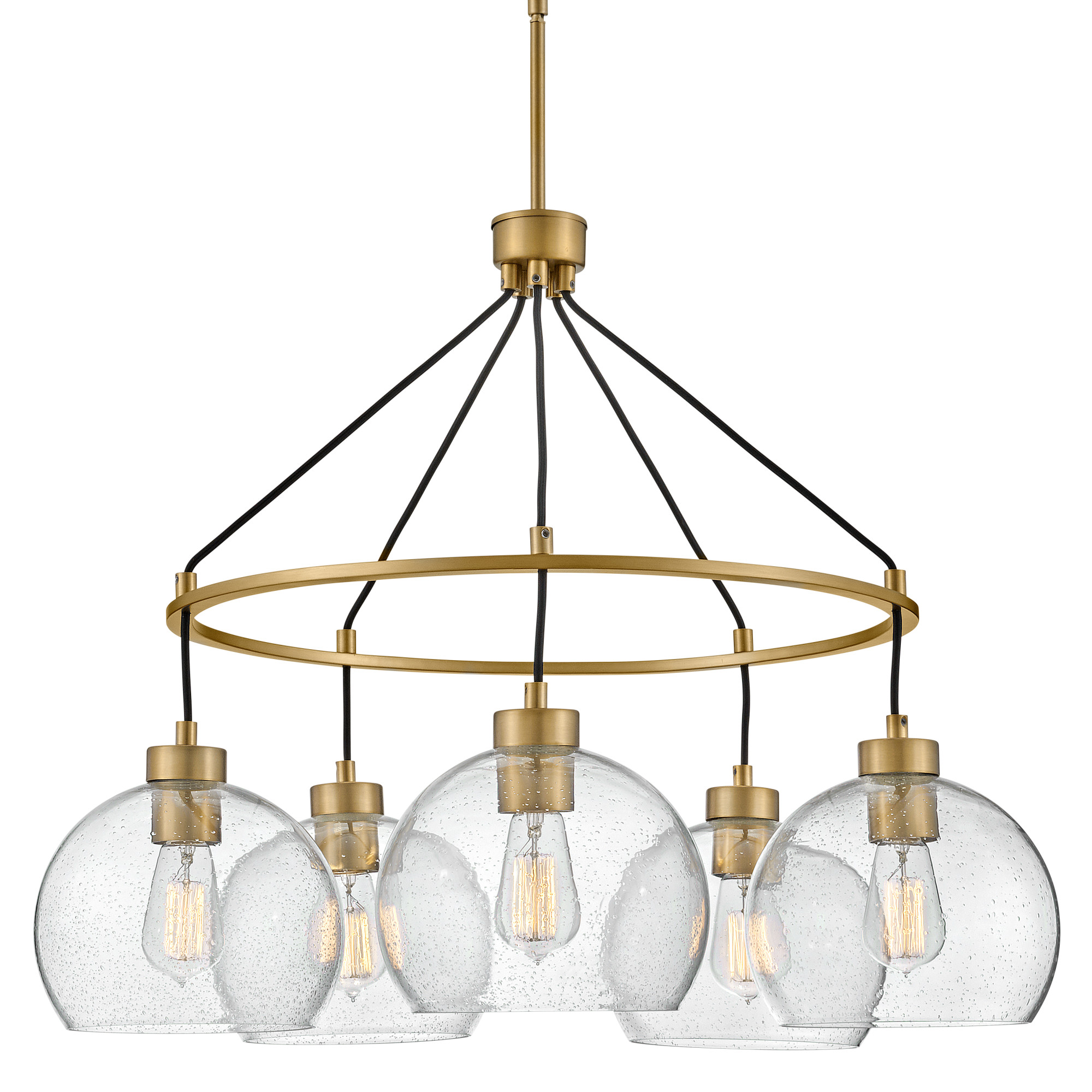 Photos - Chandelier / Lamp Lark 83014 Rumi 5 Light 30" Wide Ring Chandelier with Seedy Glass Shades Lacquered Brass Indoor Lighting Chandeliers 83014LC 