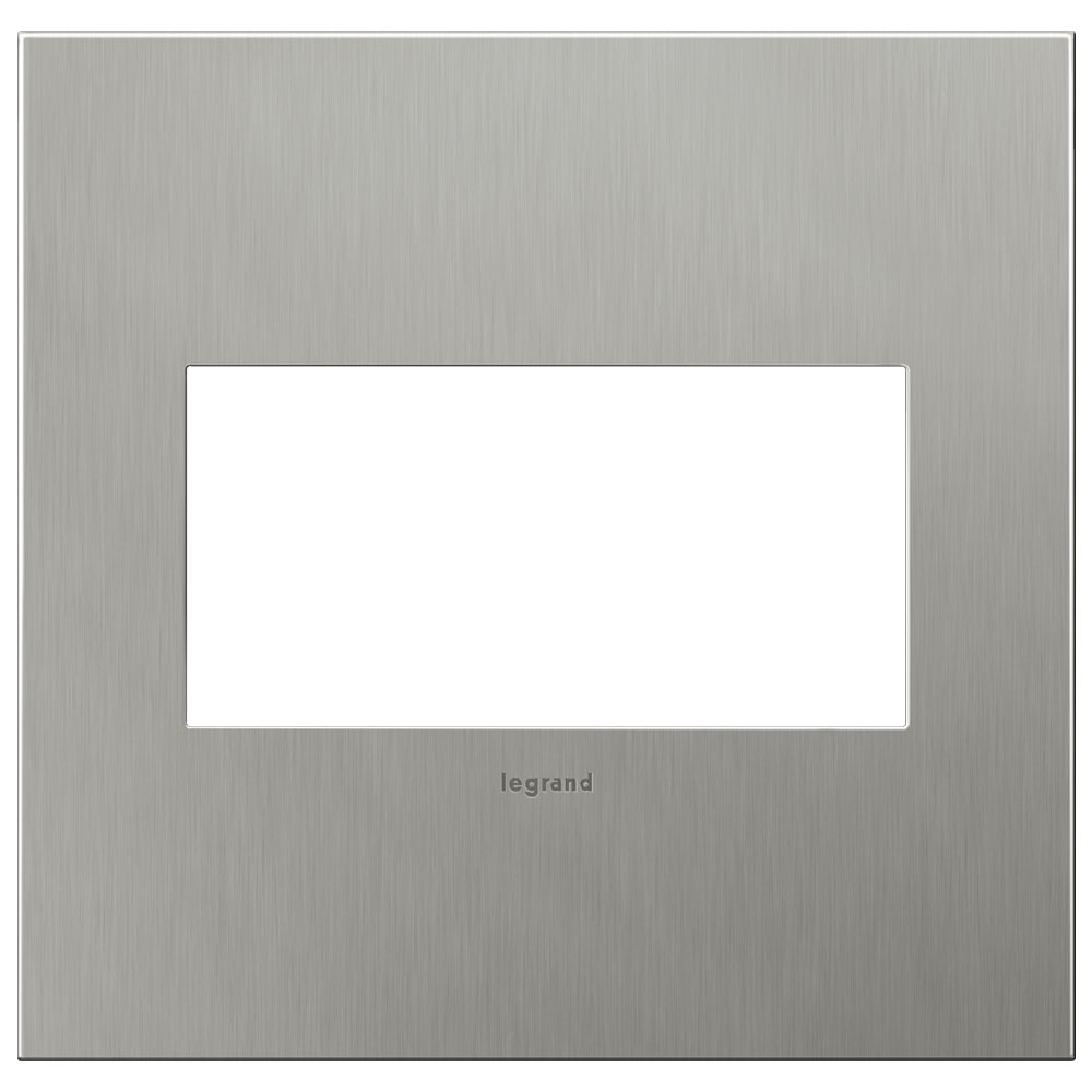Photos - Circuit Breaker Legrand AWC2G4 adorne Cast Metal 2-Gang Light Switch / Outlet Cover Wall Plate Brushed Stainless Steel Wall Controls Wall Pl 