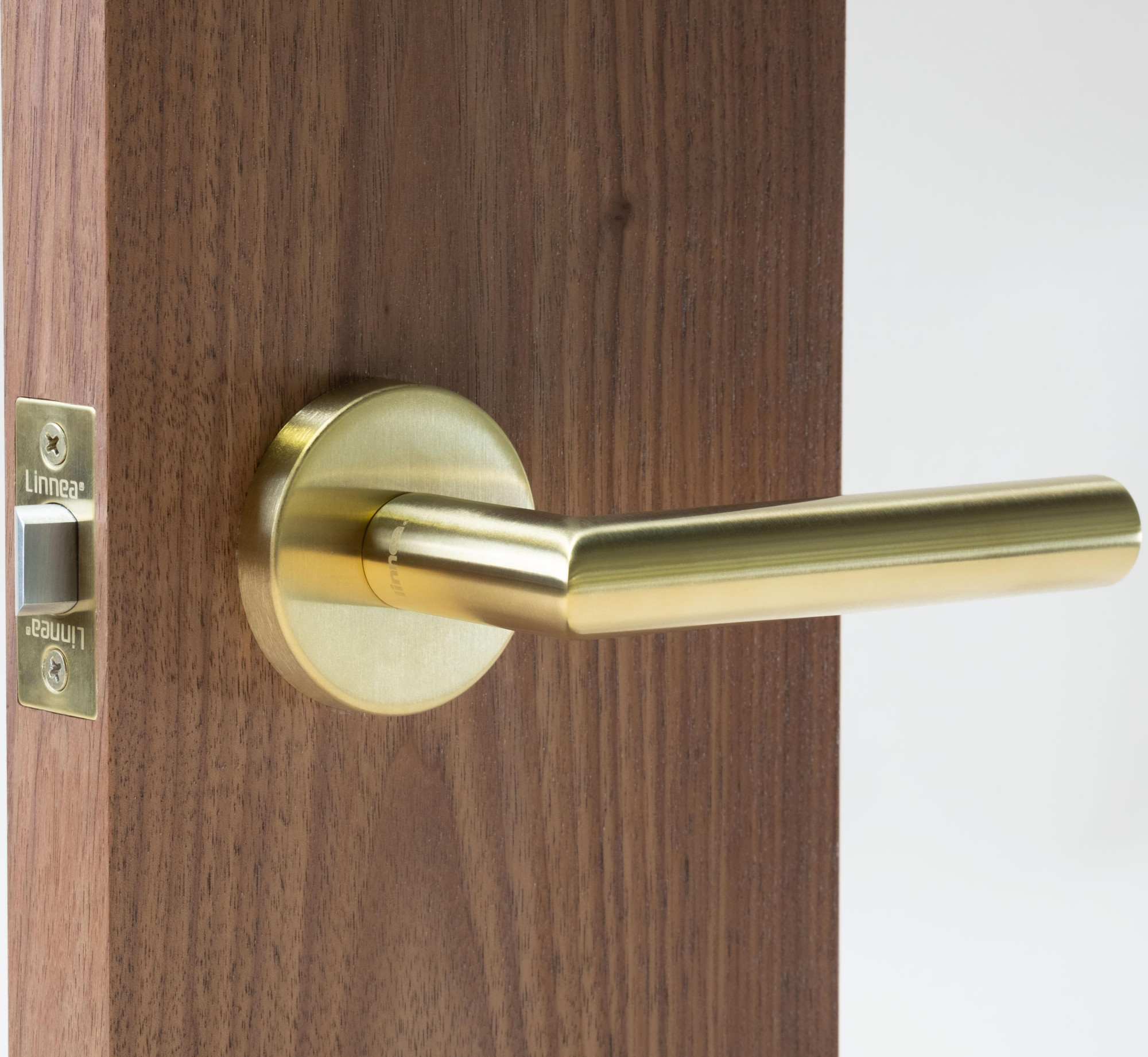 Photos - Door Handle Steel Linnea LL2R68-SD Marine Grade 316 Stainless  LL2 Single Dummy Door Lever with Round Rose Satin Brass Door Hardware Door 
