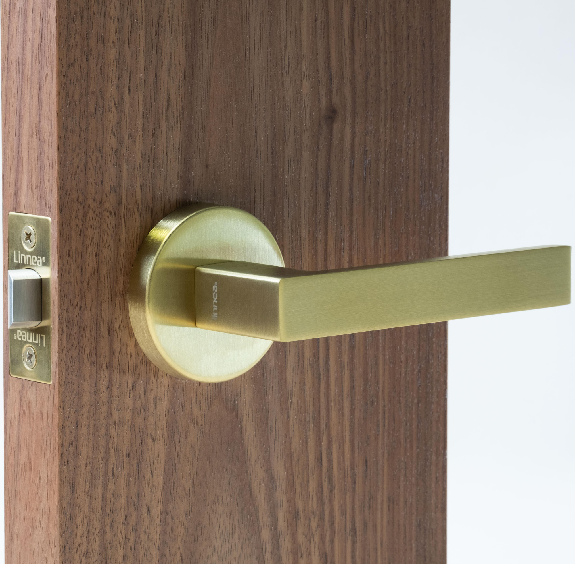 Photos - Door Handle Steel Linnea LL100R68-SD Marine Grade 316 Stainless  LL100 Single Dummy Door Lever with Round Rose Satin Brass Door Hardware 