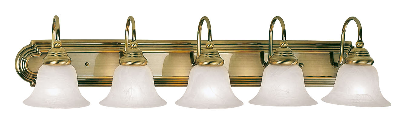 Photos - Chandelier / Lamp Belmont Livex Lighting 1005  5 Light Vanity Light Antique Brass Indoor Lighting Bathroom Fixtures Vanity Light 1005-01 