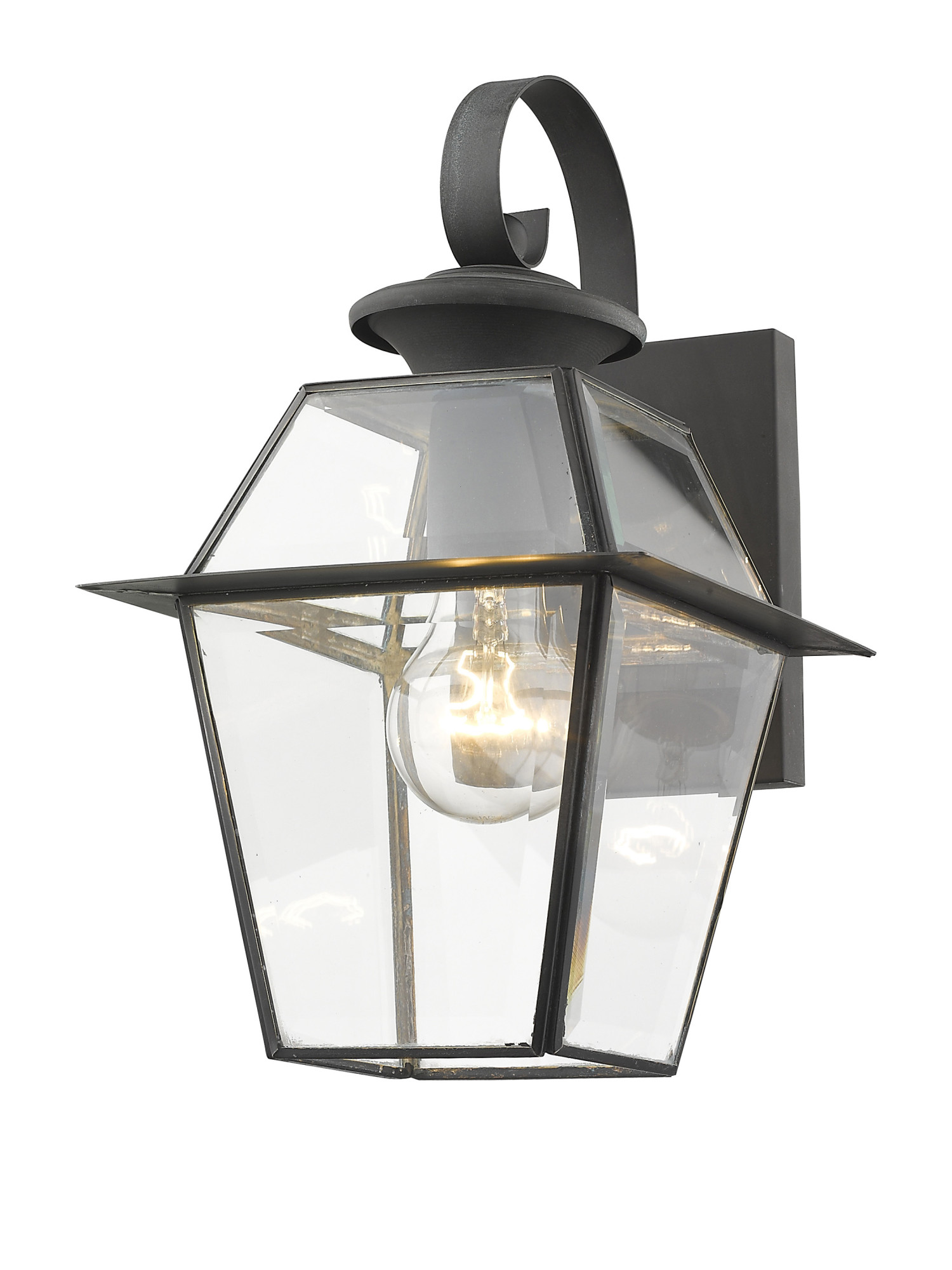 Photos - Floodlight / Street Light Clear Livex Lighting 2181 Westover Single Light 12-1/2" Tall Outdoor Wall Sconce with  Glass Shade Charcoal Outdoor Lighting 