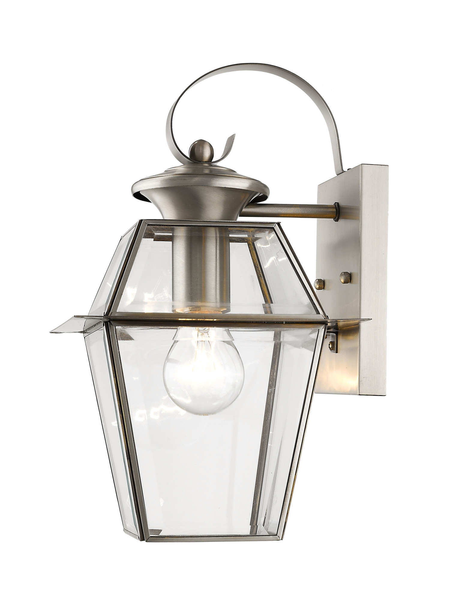 Photos - Floodlight / Street Light Clear Livex Lighting 2181 Westover Single Light 12-1/2" Tall Outdoor Wall Sconce with  Glass Shade Brushed Nickel Outdoor Lig 