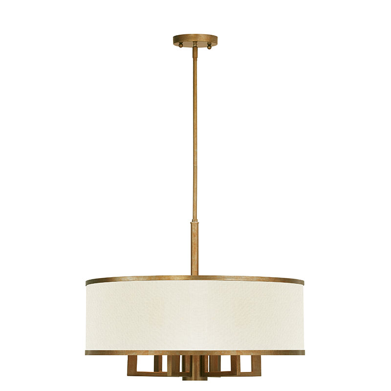 Photos - Chandelier / Lamp Park Livex Lighting 62614  Ridge 7 Light 24" Wide Drum Chandelier Hand Painted Antique Gold Leaf Indoor Lighting Chandeliers 