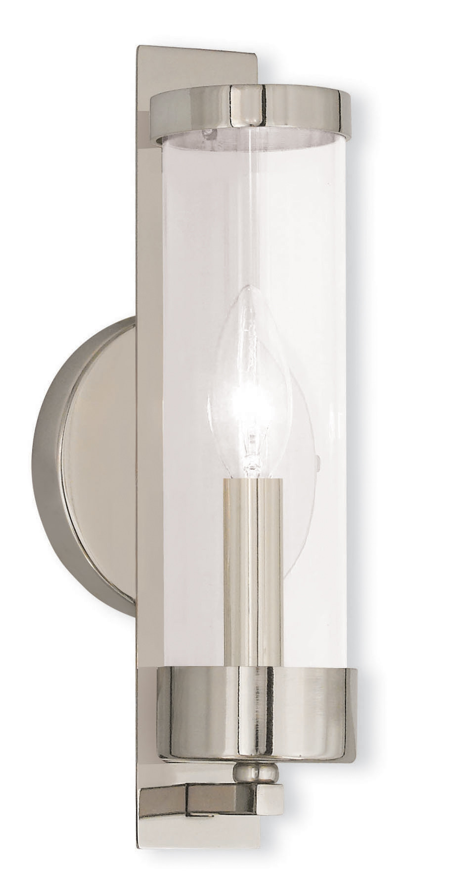 Photos - Chandelier / Lamp Livex Lighting 10141 Castleton 12" Tall Commercial Wall Sconce Polished Nickel Indoor Lighting Wall Sconces 10141-35