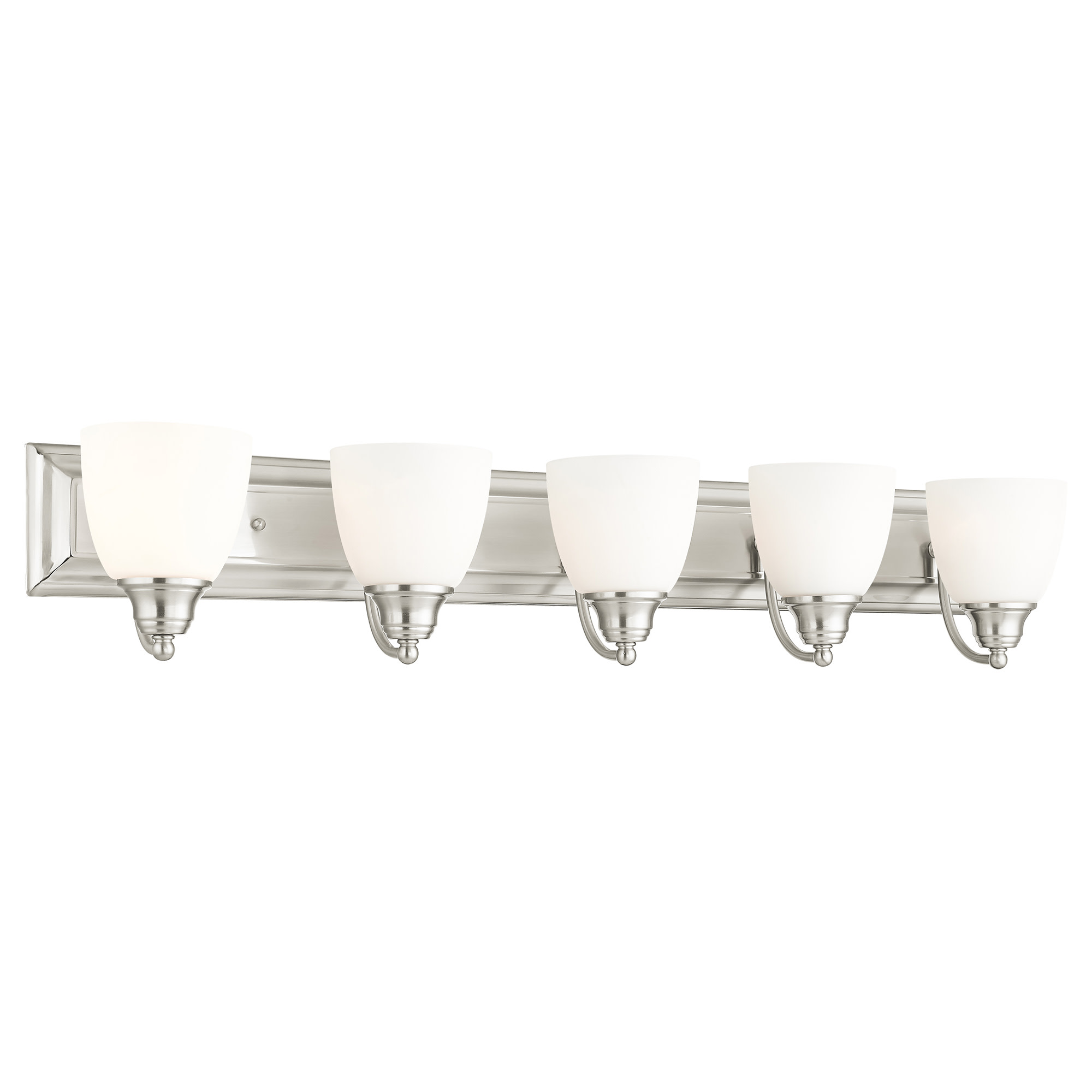 Photos - Chandelier / Lamp NICKEL Livex Lighting 10505 Springfield 5 Light Vanity Light with Hand-Blown Glass Shades Brushed  Indoor Lighting Bathroom F 