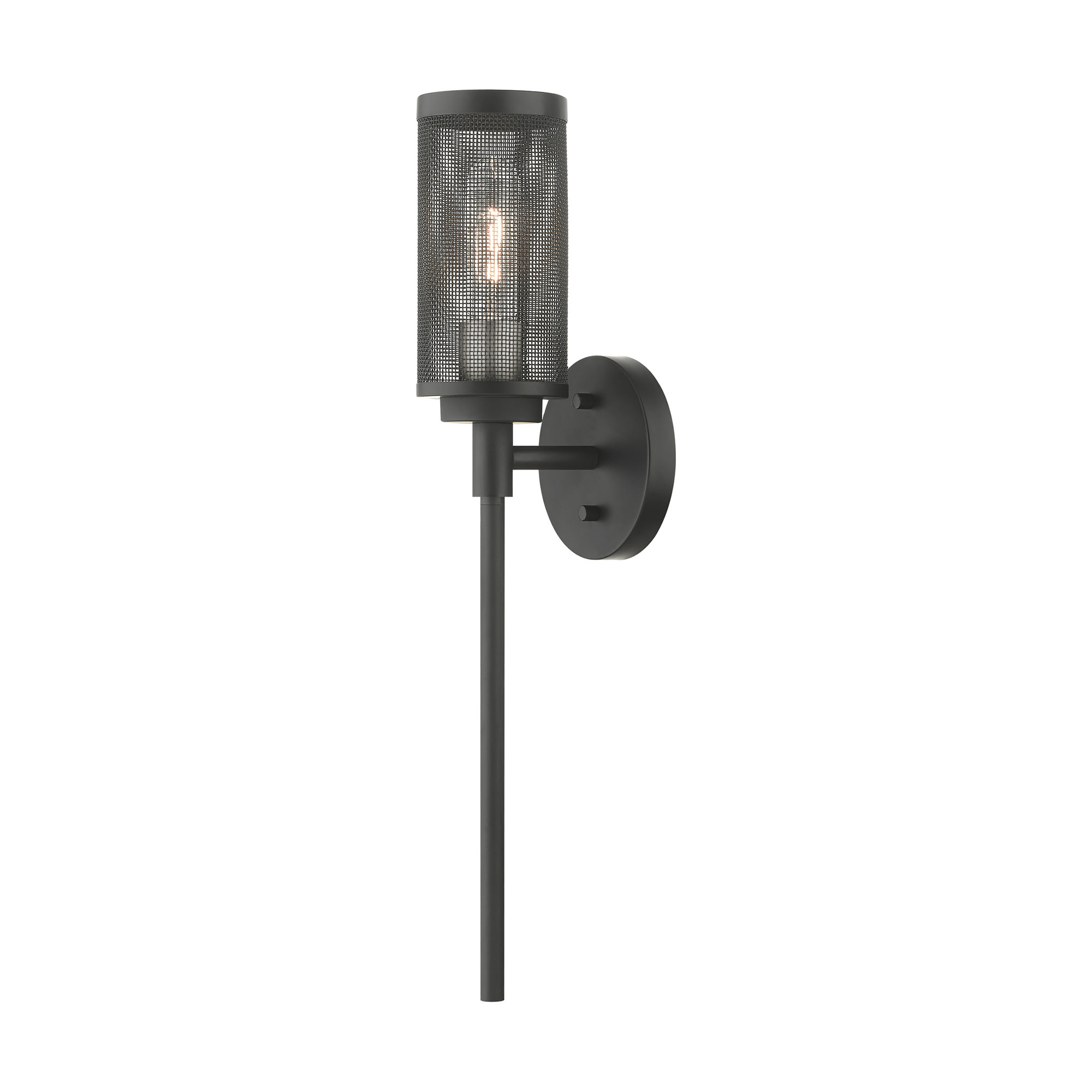 Photos - Chandelier / Lamp NICKEL Livex Lighting 14121 Industro Single Light 21" Tall Bathroom Sconce Black with Brushed  Accents Indoor Lighting Bathro 